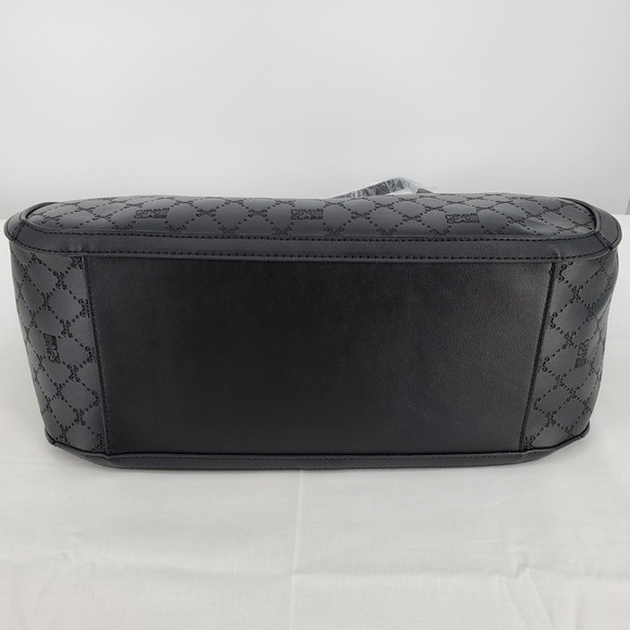 Cavalli Class Sandra Shopper Tote Bag Black Debossed Designer Handbag - Picture 4 of 10